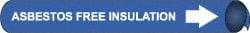 NMC - Pipe Marker with Asbestos Free Legend and Arrow Graphic - 4-5/8 to 5-7/8" Pipe Outside Diam, White on Blue - Americas Industrial Supply