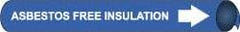 NMC - Pipe Marker with Asbestos Free Legend and Arrow Graphic - 4-5/8 to 5-7/8" Pipe Outside Diam, White on Blue - Americas Industrial Supply