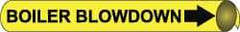 NMC - Pipe Marker with Boiler Blowdown Legend and Arrow Graphic - 8 to 10" Pipe Outside Diam, Black on Yellow - Americas Industrial Supply