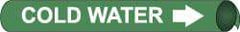 NMC - Pipe Marker with Cold Water Legend and Arrow Graphic - 10 to 10" Pipe Outside Diam, White on Green - Americas Industrial Supply