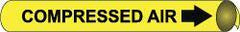 NMC - Pipe Marker with Compressed Air Legend and Arrow Graphic - 10 to 10" Pipe Outside Diam, Black on Yellow - Americas Industrial Supply