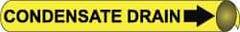 NMC - Pipe Marker with Condensate Drain Legend and Arrow Graphic - 10 to 10" Pipe Outside Diam, Black on Yellow - Americas Industrial Supply