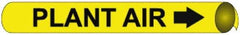 NMC - Pipe Marker with Plant Air Legend and Arrow Graphic - 10 to 10" Pipe Outside Diam, Black on Yellow - Americas Industrial Supply