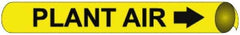 NMC - Pipe Marker with Plant Air Legend and Arrow Graphic - 2-1/2 to 3-1/4" Pipe Outside Diam, Black on Yellow - Americas Industrial Supply