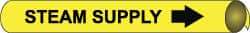 NMC - Pipe Marker with Steam Supply Legend and Arrow Graphic - 4-5/8 to 5-7/8" Pipe Outside Diam, Black on Yellow - Americas Industrial Supply