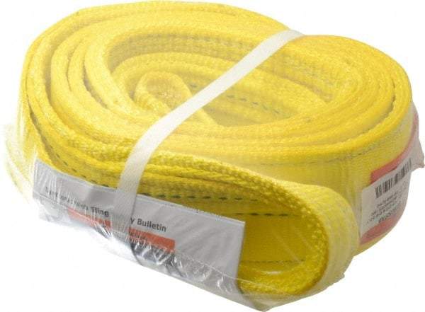 Lift-All - 8' Long x 3" Wide, 8,600 Lb Vertical Capacity, 2 Ply, Polyester Web Sling - 6,900 Lb Choker Capacity, Yellow - Americas Industrial Supply