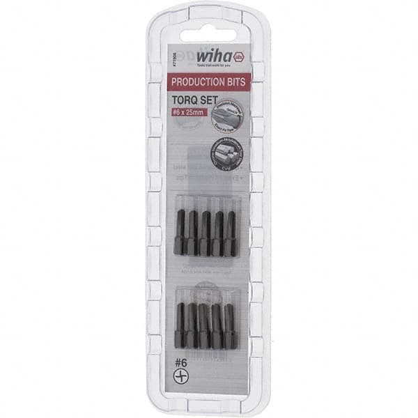 Wiha - 1/4" Drive, #6 Torq-Set Screwdriver Bit - 1" OAL - Americas Industrial Supply