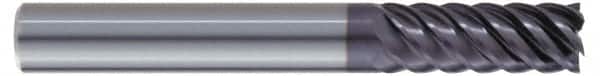 Kennametal - 3/8", 15/16" LOC, 3/8" Shank Diam, 4" OAL, 5 Flute, Solid Carbide Square End Mill - Single End, AlTiN Finish, Spiral Flute, 50° Helix, Centercutting, Right Hand Cut, Right Hand Flute, Series HPRDM - Americas Industrial Supply