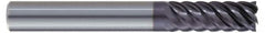 Kennametal - 1/2", 1-1/4" LOC, 1/2" Shank Diam, 5" OAL, 6 Flute, Solid Carbide Square End Mill - Single End, AlTiN Finish, Spiral Flute, 50° Helix, Centercutting, Right Hand Cut, Right Hand Flute, Series HPRDM - Americas Industrial Supply