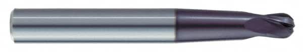 Kennametal - 3/8" Diam, 3/8" LOC, 4 Flute Solid Carbide Ball End Mill - AlTiN Finish, Single End, 5" OAL, 1/2" Shank Diam, Spiral Flute - Americas Industrial Supply