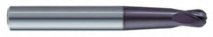 Kennametal - 3/8" Diam, 3/8" LOC, 4 Flute Solid Carbide Ball End Mill - AlTiN Finish, Single End, 5" OAL, 1/2" Shank Diam, Spiral Flute - Americas Industrial Supply