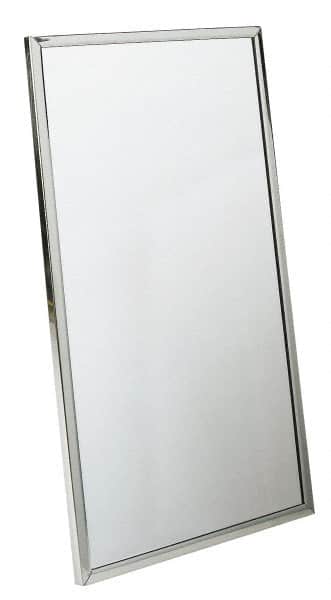 Bradley - 24 Inch Wide x 36 Inch High, Theft Resistant Rectangular Glass Washroom Mirror - Stainless Steel Frame - Americas Industrial Supply