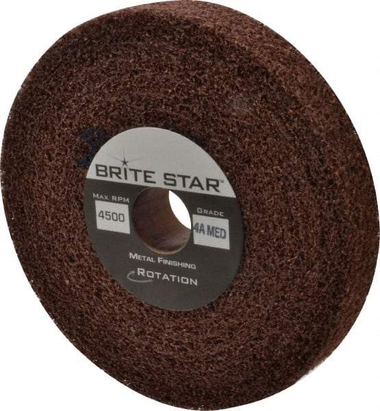 Brite Star - 6" Diam, 1" Face Width, 1" Center Hole, Medium Grade, Aluminum Oxide Deburring Wheel - Convolute, Hard Density 4 Grade, 6,000 RPM - Americas Industrial Supply