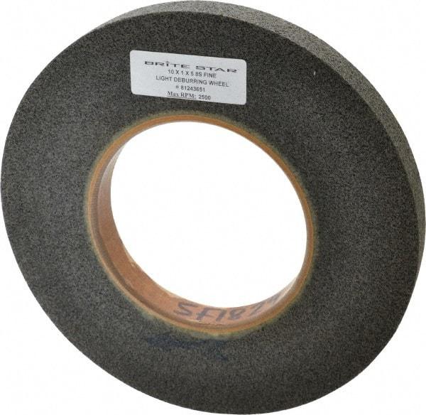 Brite Star - 10" Diam, 1" Face Width, 5" Center Hole, Fine Grade, Silicon Carbide Deburring Wheel - Convolute, Hard Density 8 Grade, 3,600 RPM - Americas Industrial Supply