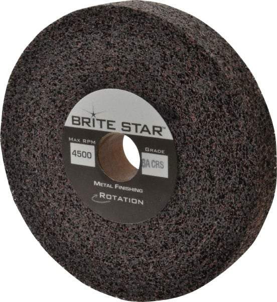 Brite Star - 6" Diam, 1" Face Width, 1" Center Hole, Coarse Grade, Aluminum Oxide Deburring Wheel - Convolute, Medium Density 6 Grade, 6,000 RPM - Americas Industrial Supply