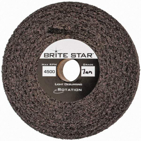 Brite Star - 6" Diam, 1" Face Width, 1" Center Hole, Medium Grade, Aluminum Oxide Deburring Wheel - Convolute, Hard Density 8 Grade, 6,000 RPM - Americas Industrial Supply