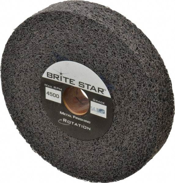 Brite Star - 6" Diam, 1" Face Width, 1" Center Hole, Medium Grade, Aluminum Oxide Deburring Wheel - Convolute, Soft Density 5 Grade, 6,000 RPM - Americas Industrial Supply
