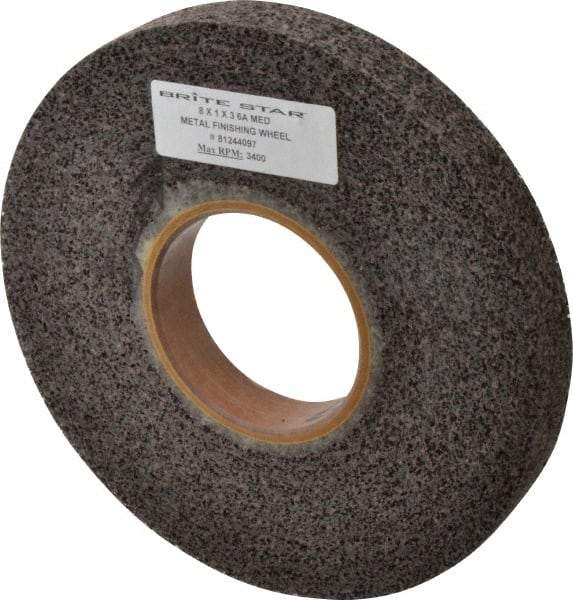 Brite Star - 8" Diam, 1" Face Width, 3" Center Hole, Medium Grade, Aluminum Oxide Deburring Wheel - Convolute, Medium Density 6 Grade, 4,500 RPM - Americas Industrial Supply