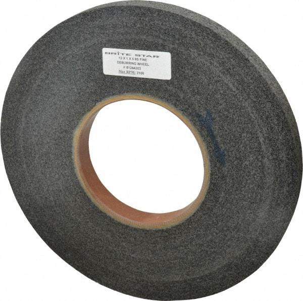Brite Star - 12" Diam, 1" Face Width, 5" Center Hole, Fine Grade, Silicon Carbide Deburring Wheel - Convolute, Hard Density 8 Grade, 2,100 RPM - Americas Industrial Supply
