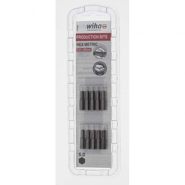 Wiha - 5mm Hex Screwdriver Bit - 1/4" Drive, 1" OAL - Americas Industrial Supply