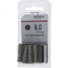 Wiha - 8mm Hex Screwdriver Bit - 1/4" Drive, 1" OAL - Americas Industrial Supply