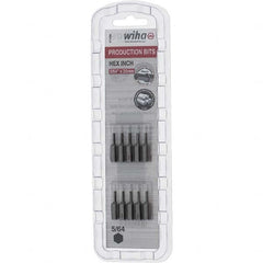 Wiha - 0.078" Hex Screwdriver Bit - 1/4" Drive, 1" OAL - Americas Industrial Supply