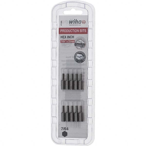 Wiha - 0.109" Hex Screwdriver Bit - 1/4" Drive, 1" OAL - Americas Industrial Supply
