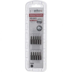 Wiha - 0.109" Hex Screwdriver Bit - 1/4" Drive, 1" OAL - Americas Industrial Supply