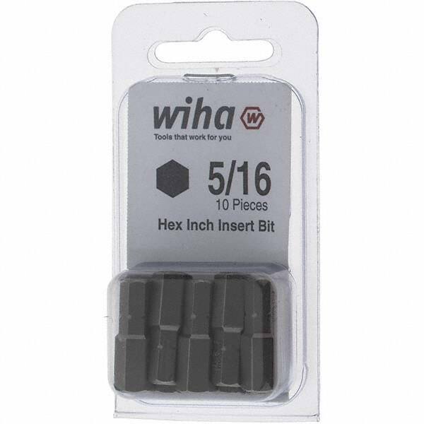 Wiha - 0.312" Hex Screwdriver Bit - 1/4" Drive, 1" OAL - Americas Industrial Supply