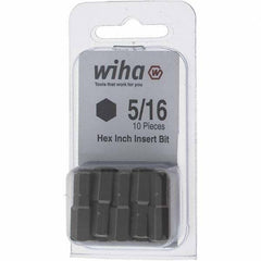 Wiha - 0.312" Hex Screwdriver Bit - 1/4" Drive, 1" OAL - Americas Industrial Supply