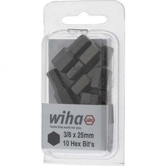 Wiha - 3/8" Hex Screwdriver Bit - 1/4" Drive, 1" OAL - Americas Industrial Supply