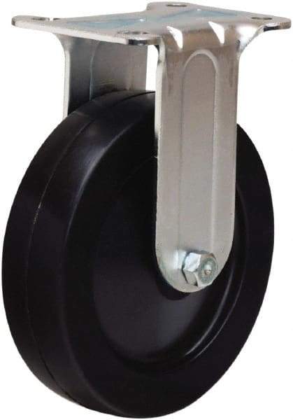Hamilton - 5" Diam x 1-1/4" Wide x 6-1/16" OAH Top Plate Mount Rigid Caster - Hard Rubber, 280 Lb Capacity, Self-Lubricating Bearing, 2-3/4 x 3-3/4" Plate - Americas Industrial Supply