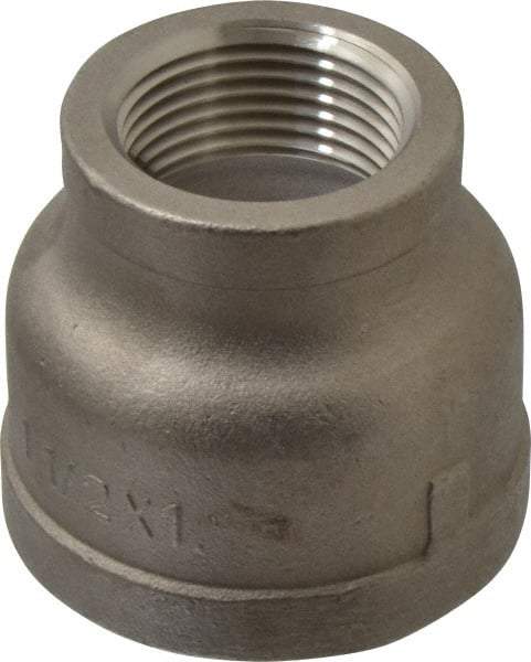 Merit Brass - 1-1/2 x 1" Grade 316 Stainless Steel Pipe Reducer Coupling - FNPT x FNPT End Connections, 150 psi - Americas Industrial Supply