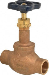 NIBCO - 3/4" Pipe, Soldered Ends, Bronze Integral Globe Valve - PTFE Disc, Screw-In Bonnet, 200 psi WOG, 125 psi WSP, Class 125 - Americas Industrial Supply