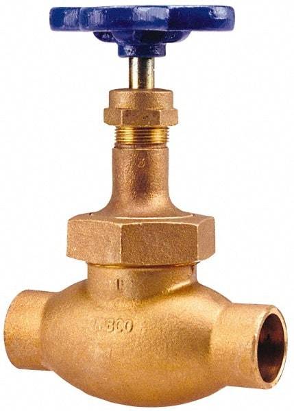 NIBCO - 1/8" Pipe, Soldered Ends, Bronze Integral Globe Valve - PTFE Disc, Union Bonnet, 300 psi WOG, 150 psi WSP, Class 150 - Americas Industrial Supply