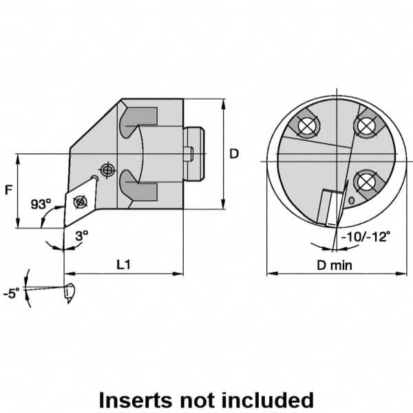 Kennametal - Left Hand Cut, 63mm Min Bore Diam, Size H50 Modular Boring Cutting Unit Head - Through Coolant, Compatible with DN.. - Americas Industrial Supply