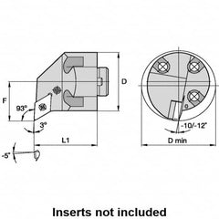 Kennametal - Left Hand Cut, 63mm Min Bore Diam, Size H50 Modular Boring Cutting Unit Head - Through Coolant, Compatible with DN.. - Americas Industrial Supply