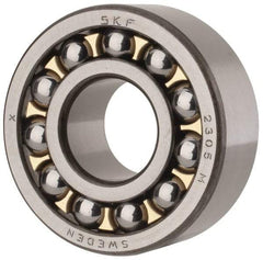 SKF - 25mm Bore Diam, 62mm OD, Open Self Aligning Radial Ball Bearing - 24mm Wide, 2 Rows, Round Bore, 1,470 Lb Static Capacity, 5,440 Lb Dynamic Capacity - Americas Industrial Supply
