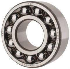 SKF - 40mm Bore Diam, 90mm OD, Open Self Aligning Radial Ball Bearing - 33mm Wide, 2 Rows, Round Bore, 3,600 Lb Static Capacity, 12,100 Lb Dynamic Capacity - Americas Industrial Supply