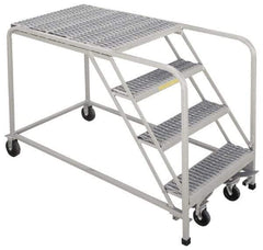 PW Platforms - 40" 4 Step Platform - Rolling Work Platform, 500 Lb Capacity, 40" Platform Height, 32" Base Width x 53" Base Depth, Perforated Tread - Americas Industrial Supply