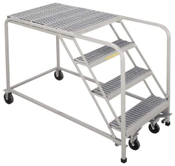 PW Platforms - 30" 4 Step Platform - Rolling Work Platform, 500 Lb Capacity, 40" Platform Height, 26" Base Width x 53" Base Depth, Perforated Tread - Americas Industrial Supply