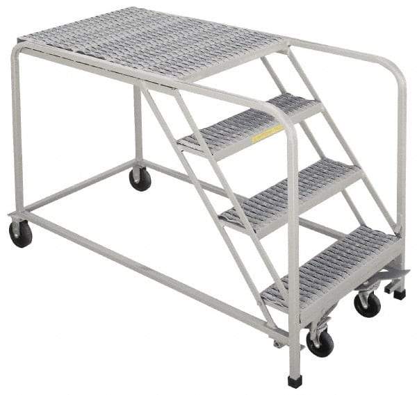 PW Platforms - 3 Step, 360 Inch Overall Height, Serrated Steel Tread, Steel Work Platform - 500 Lb. Load Capacity, 30 Inch Platform Height, 26 Inch Base Width x 61 Inch Base Depth - Americas Industrial Supply
