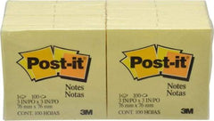 3M - 100 Sheet, 3 x 3", Note Pad/Writing Pad/Notebook - Yellow - Americas Industrial Supply