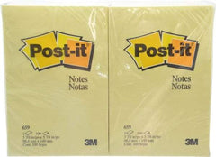 3M - 100 Sheet, 4 x 6", Note Pad/Writing Pad/Notebook - Yellow - Americas Industrial Supply