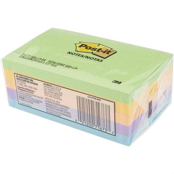 3M - 100 Sheet, 3 x 5", Note Pad/Writing Pad/Notebook - Ultra Colors - Americas Industrial Supply
