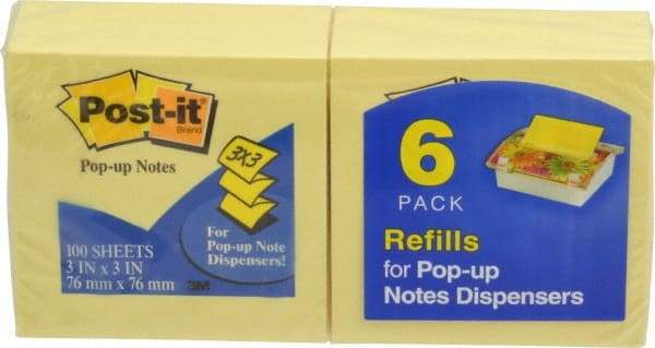3M - 100 Sheet, 3 x 3", Note Pad/Writing Pad/Notebook - Yellow - Americas Industrial Supply