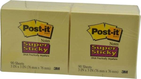 3M - 90 Sheet, 3 x 3", Note Pad/Writing Pad/Notebook - Yellow - Americas Industrial Supply
