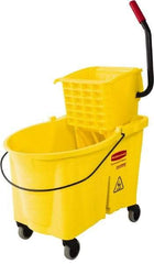 Rubbermaid - 44 Qt Plastic Bucket & Wringer - 26.3333" Long x 38-1/8" High x 18-1/8" Wide, Yellow - Americas Industrial Supply