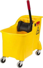 Rubbermaid - 31 Qt Plastic Bucket & Wringer - 22-5/8" Long x 32-1/4" High x 13-1/4" Wide, Yellow - Americas Industrial Supply