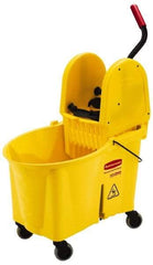 Rubbermaid - 44 Qt Plastic Bucket & Wringer - 26-3/4" Long x 38-3/4" High x 18-1/8" Wide, Yellow - Americas Industrial Supply